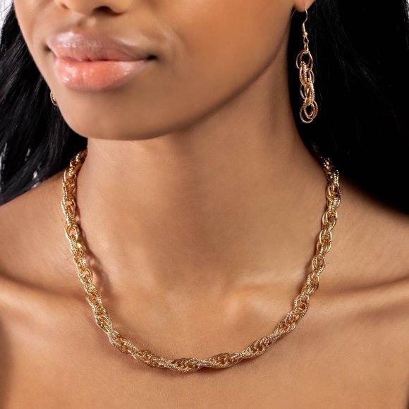 paparazzi Jewelry - Braided Ballad - Gold Necklace
